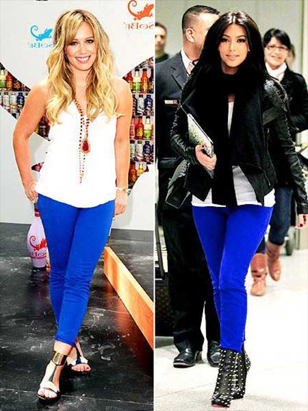 calça azul look com calça azul