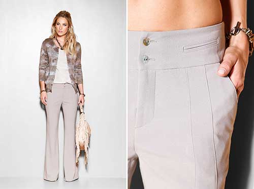 CALÇA FLARE DE ALFAIATARIA cor cinza claro
